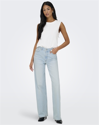 Only - ONLJuicy HW Wide Leg Jeans - Light Blue Bleached Denim